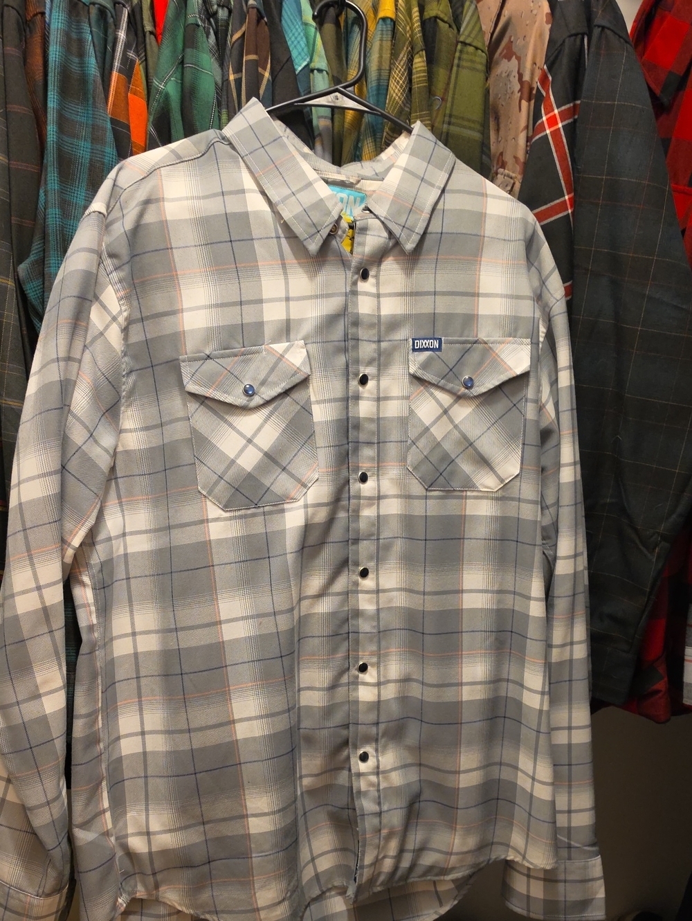 DIXXON Daybreak Gray and White Plaid Casual Button-Down Shirt